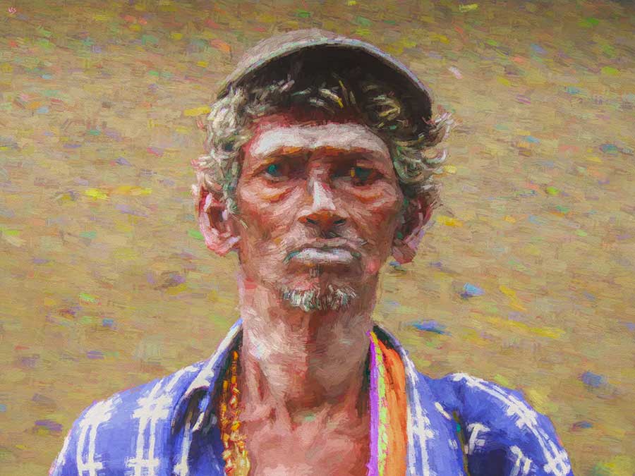 Beggar Portrait India Beggar Portrait, digital painting on Art Canvas Print by Wieslaw Sadurski