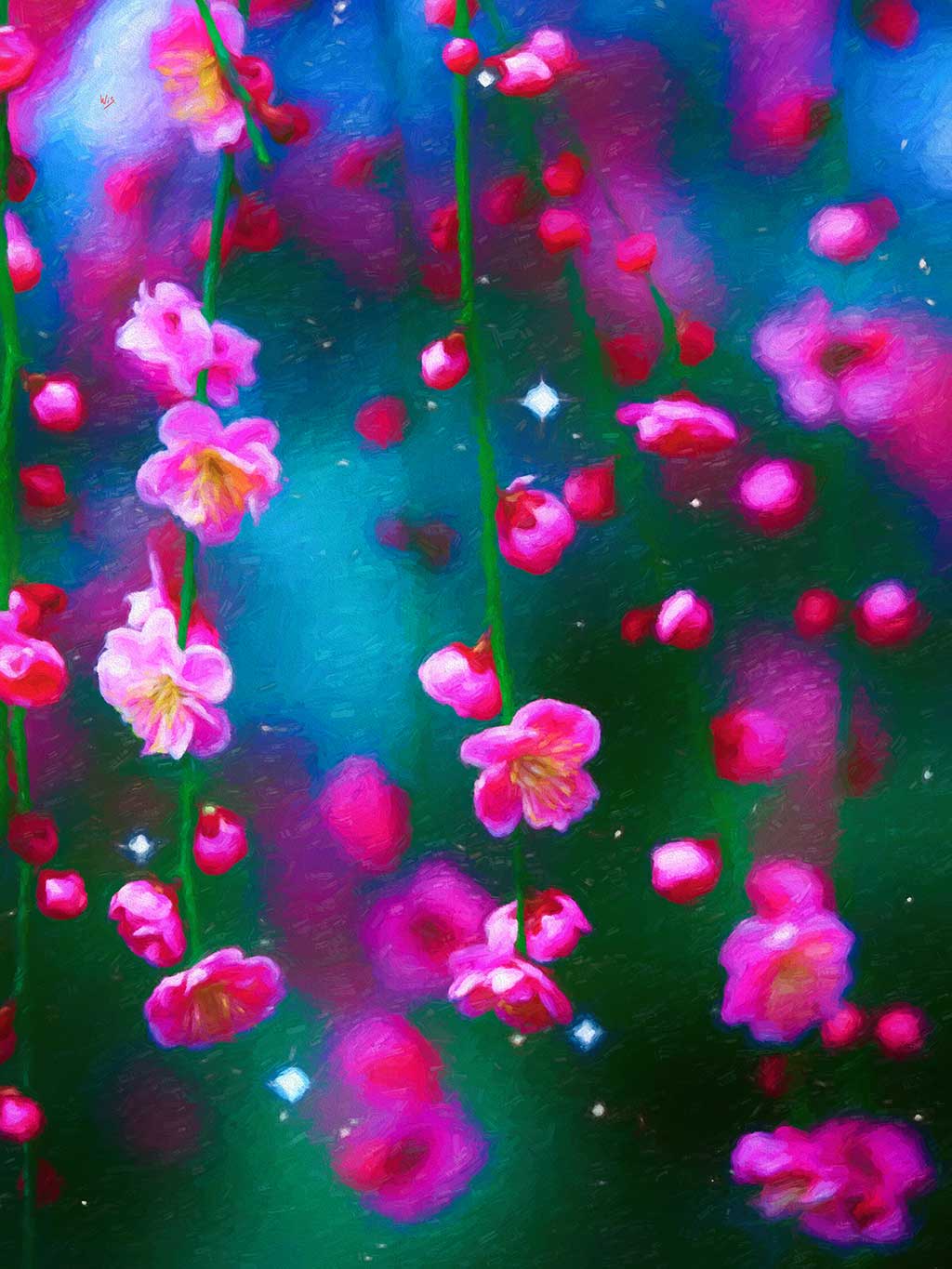 Cherry Blossom Hanging Cherry Blossom Hanging, digital painting on Art Canvas Print by Wieslaw Sadurski