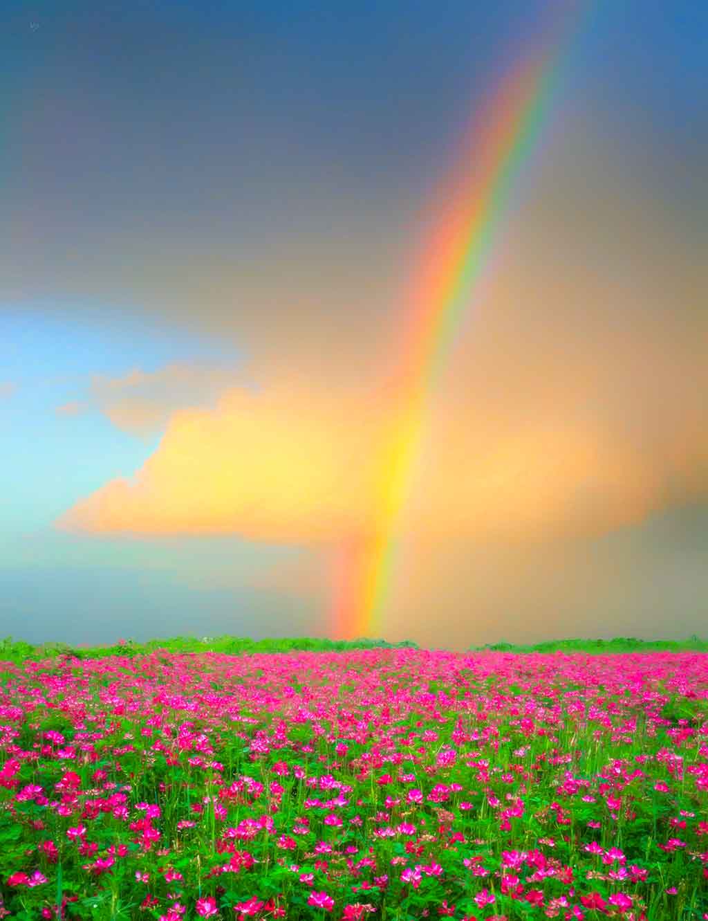 Flowerfield Rainbow Flowerfield Rainbow, digital landscape painting on Art Canvas Print by Wieslaw Sadurski