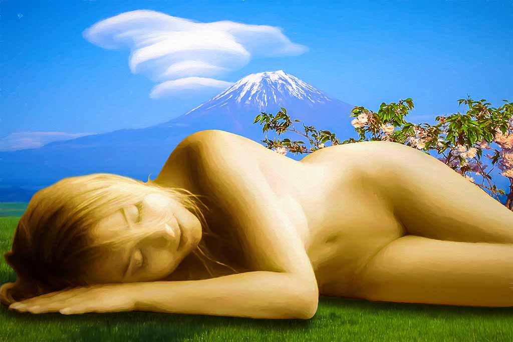 Sleeping under Volcano Sleeping under Volcano, digital nude painting on Art Canvas Print by Wieslaw Sadurski