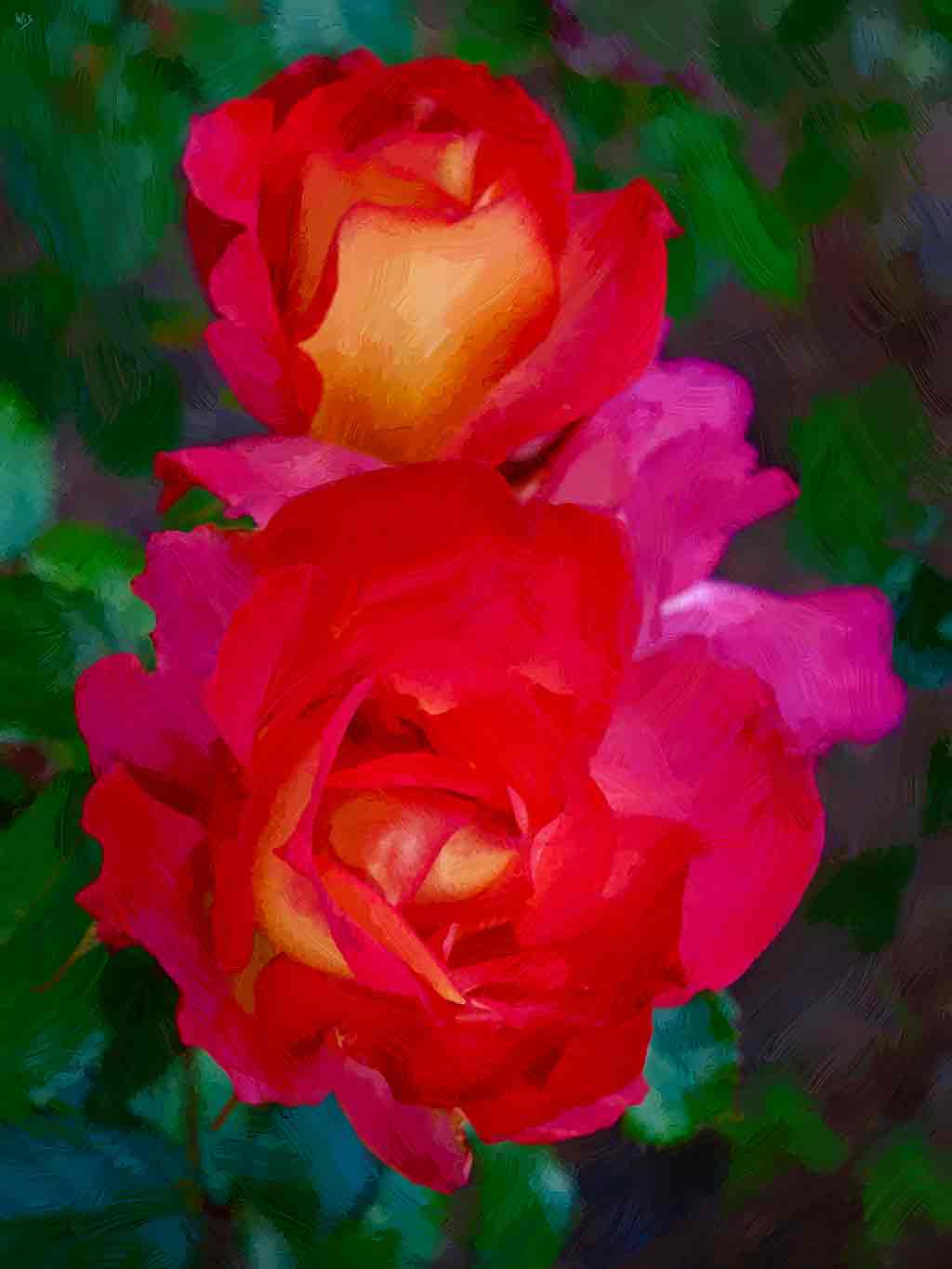 Two Red Roses Two Red Roses, digital painting on Art Canvas Print by Wieslaw Sadurski