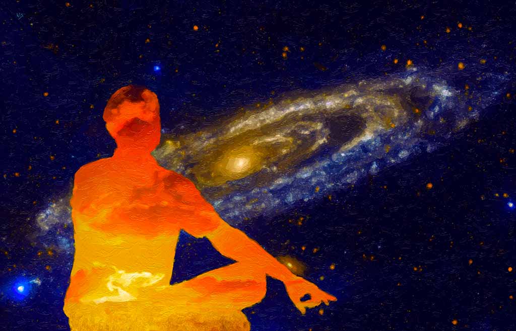 Meditating on Stars Meditating on Stars, digital painting on art canvas print by Wieslaw Sadurski