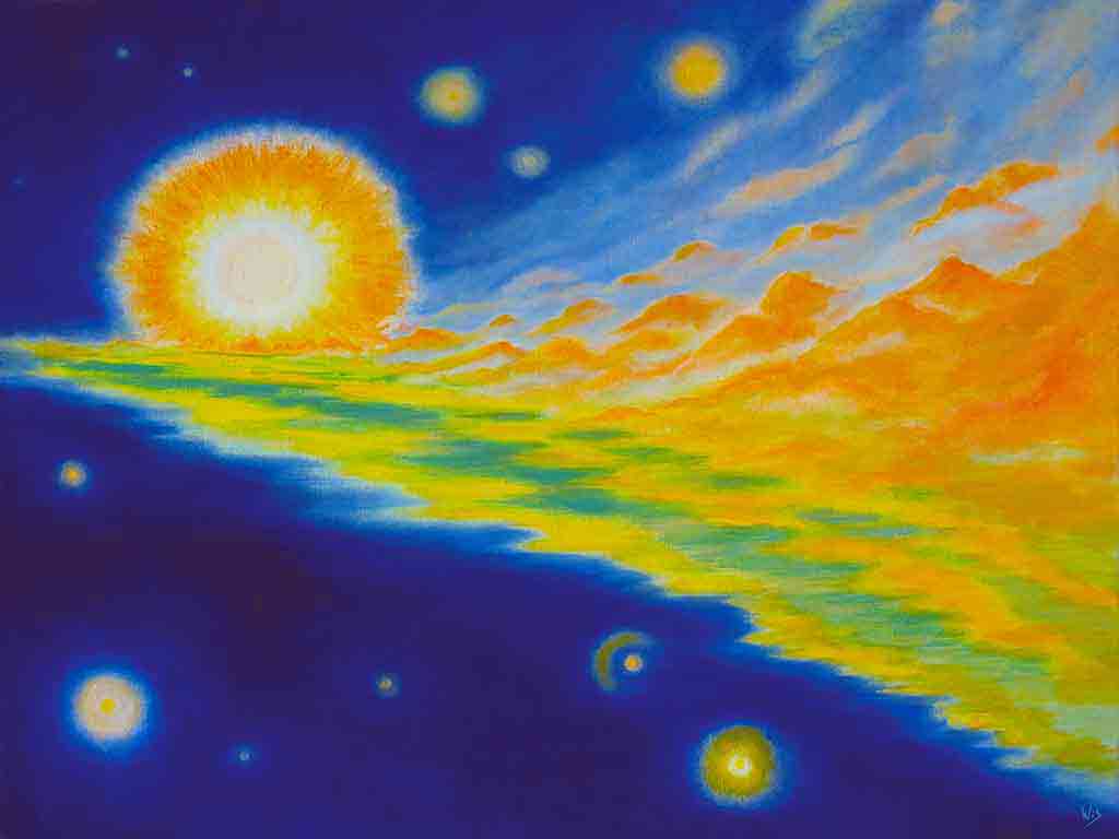 Bright Night Bright Night, Oil Painting on mounted canvas and Art Canvas Print by Wieslaw Sadurski